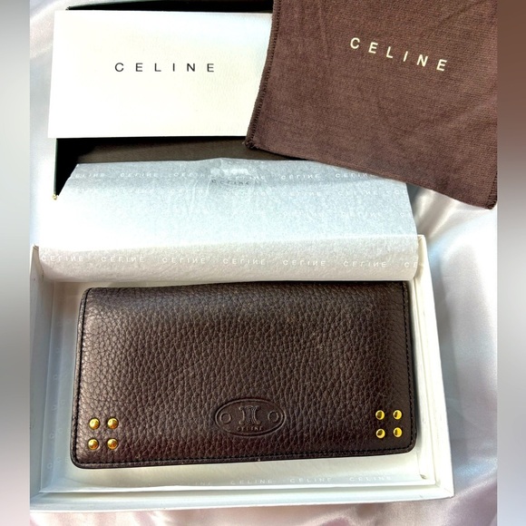Celine Brown Leather Wallet Full Inclusion LIKE NEW - Picture 1 of 15